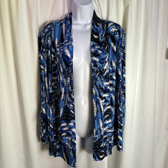 Ellen Tracey lightweight multicolored cardigan Sz Large Holiday Stretch Jersey - Picture 1 of 8